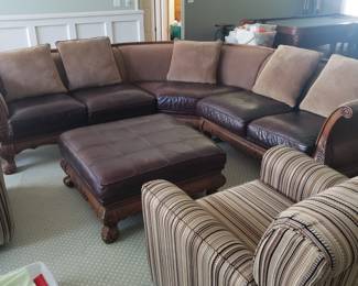 Large leather & fabric sectional
