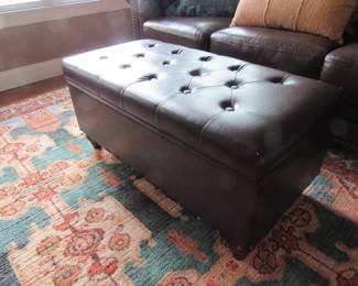 Leather ottoman with lift top for storage