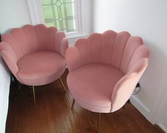 2 Adorable pink chairs. These have a Mid Century vibe but they are in fact new.