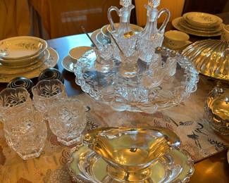 Crystal serving pieces
