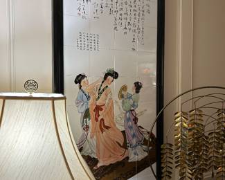 Vintage hand painted tile art
