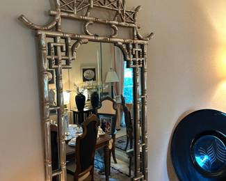 Vintage bird cage bamboo gold mirror