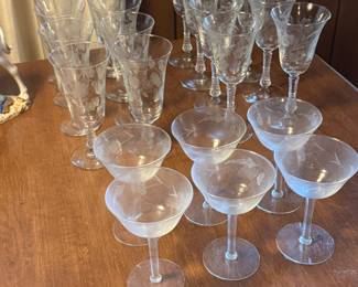 Libbey Rock Sharpe Shah Cut and Etched Glassware.