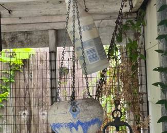 Vintage Blue Swirl Ozark roadside tourist pottery hanging planter