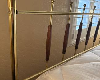 MCM Brass and wood headboard
