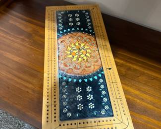 Leather Inlay Cribbage Board