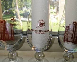The Westin Bonaventure Los Angeles Hurricane glasses, complete set of 8