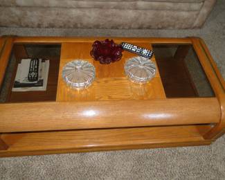 Pair of candy dishes and one remarkable 1970's coffee table