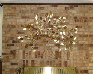 Large brass tree wall art
