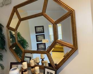 Large octagon beveled mirror.