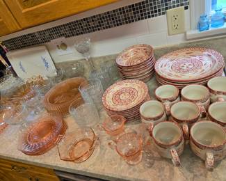 Stoneware, Depression Glass and Clear Glass