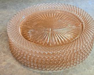 Pink Depression Glass 3 Conpartment Plates