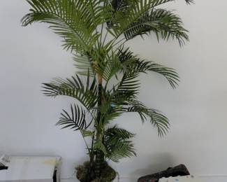 Faux tree in silver pot