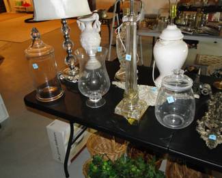 Glass and decorative pieces for candy and holiday decor inside