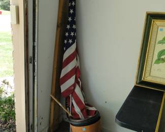 American Flag and terra cotta pots