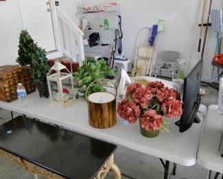 Some great finds in the garage, faux florals, rakes, shovels and more