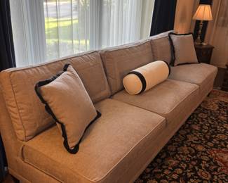 Grey (Hickory Chair Furniture Co) 9’ sofa
110”L 32”d 30”t.  $3,000.00