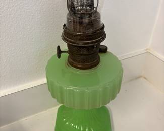 Aladdin Green Jadeite Kerosene Oil Lamp $ 250.00