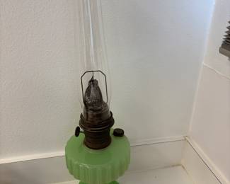 Aladdin Green Jadeite Kerosene Oil Lamp $ 250.00