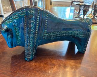 Bitossi Giant Bull, Italy signed and #’d
$375.00 as is repair to horn. Range in price $550 to $900