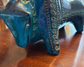 Bitossi Giant Bull, Italy signed and #’d
$375.00 as is repair to horn. Range in price $550 to $900