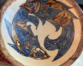 Tsuboya Ware Okinawa Large Fish Bowl $200.00