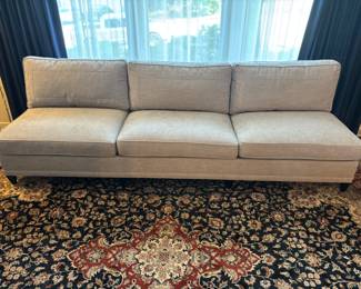 Grey (Hickory Chair Furniture Co) 9’ sofa
110”L 32”d 30”t.  $3,000.00