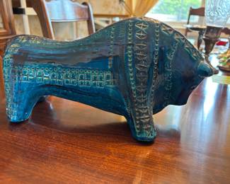 Bitossi Giant Bull, Italy signed and #’d
$375.00 as is repair to horn. Range in price $550 to $900