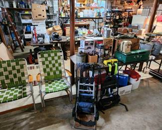 Mint set of 70s strap folding chair and rocker set