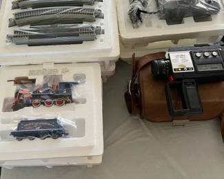 Bradford Exchange Liberty train set--3 boxes Vintage 1970's Super 8 movie camera