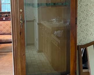 Gun cabinet with lock, glass, and lower cabinet
