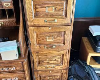 Solid Wood 4 Drawer Filing Cabinet
No key
18” across x 28” deep x 53” tall
Must be able to move and load yourself