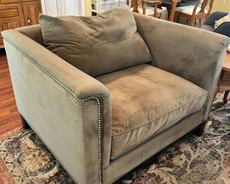 Z Gallerie Oversized Chair
Good condition with minor imperfections.
Greenish-gray color
Extremely soft!
45” across x 40” deep x 19” tall to seat, 31” tall to back
Must be able to move and load yourself
**We have matching sofa for sale as well