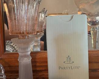 PartyLite P9641 Shimmer Lights Taper Holder and Glass Candle Holder