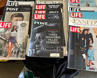 1960s LIFE & POST magazines key event issues. Kennedy, Moon Landing, 60s Cultural Revolution, Etc