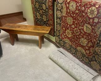 Persian Style Rugs; antique bench