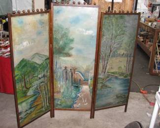 vintage hand painted room divider