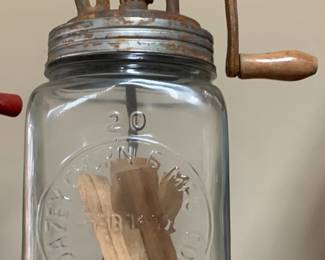 Vintage Dazey Glass Butter Churn – Old-Fashioned Flavor, Timeless Charm
Churn back time with this beautifully preserved Dazey glass butter churn, complete with hand-crank mechanism and classic wooden handle. Whether you’re reliving the joy of homemade butter or adding a nostalgic touch to your farmhouse kitchen, this piece blends rustic function with vintage appeal.