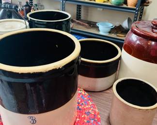 Antique Stoneware Crock Collection – Rustic Americana Charm
Add timeless character to your home with this curated selection of vintage stoneware crocks and jugs. Ranging from 3 to 5 gallons, these salt-glazed pieces feature classic two-tone finishes and traditional forms once used for storing butter, pickled vegetables, and salted meats. Each crock carries its own unique markings and aged patina, making them perfect for collectors, farmhouse decor, or repurposed use as planters or kitchen storage. A beautiful blend of function and history.