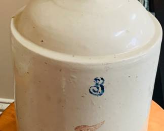 Red Wing 3-Gallon Stoneware Crock – Classic Vintage Charm
This authentic Red Wing 3-gallon stoneware crock features the iconic red wing logo and cobalt blue capacity marking. Made of durable, non-porous stoneware, it was traditionally used for food storage and fermentation—perfect for making sauerkraut, pickles, or storing liquids. Produced by the historic Red Wing Union Stoneware Company, this piece combines functionality with rustic vintage appeal, making it a standout addition to any farmhouse-style décor or antique collection.