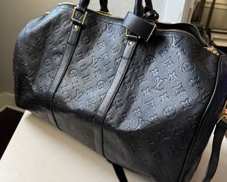 LV Black Leather Duffle