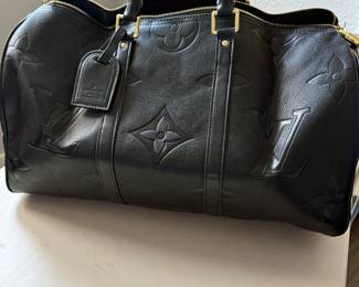 LV Black Leather Duffle