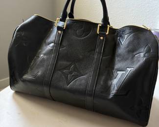 LV Black Leather Duffle