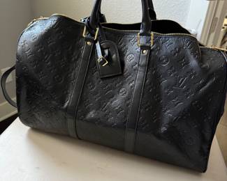 LV Black Leather Duffle