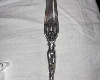 Art nouveau Pewter letter opener signed very unusual