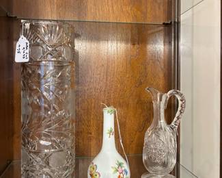 Crystal and Herend vase