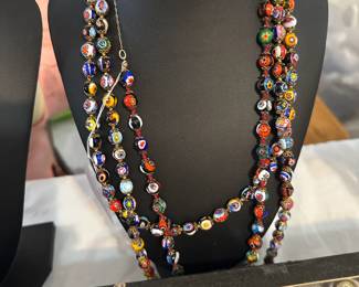 Fabulous Millifiore Murano bead necklaces-- 48" and 20"