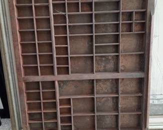 Antique wood printing tray