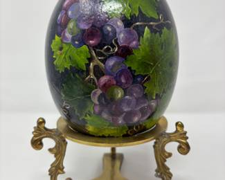 Handpainted Ostrich Egg with Stand