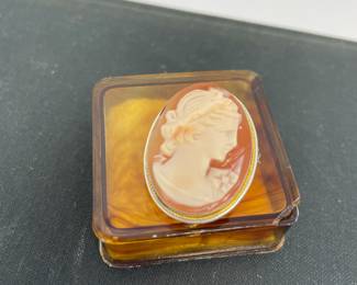 Cameo on Sterling Mount Brooch
